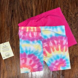 Colorful Tie-Dye and Pink Shorts Set